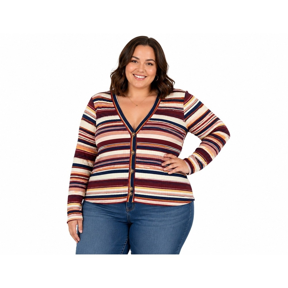 New Lane Bryant Rib Striped Cardigan Style Shirt Womens Size 14 Workwear Casual